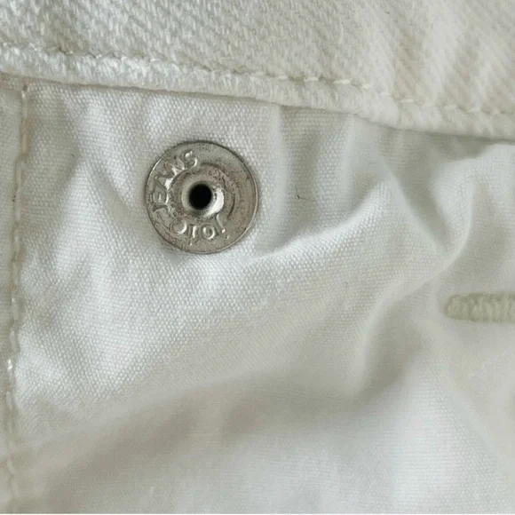 Joie Ultra High Waist Straight Leg Cropped Denim Jeans Button Fly White Size 32 - Picture 13 of 14